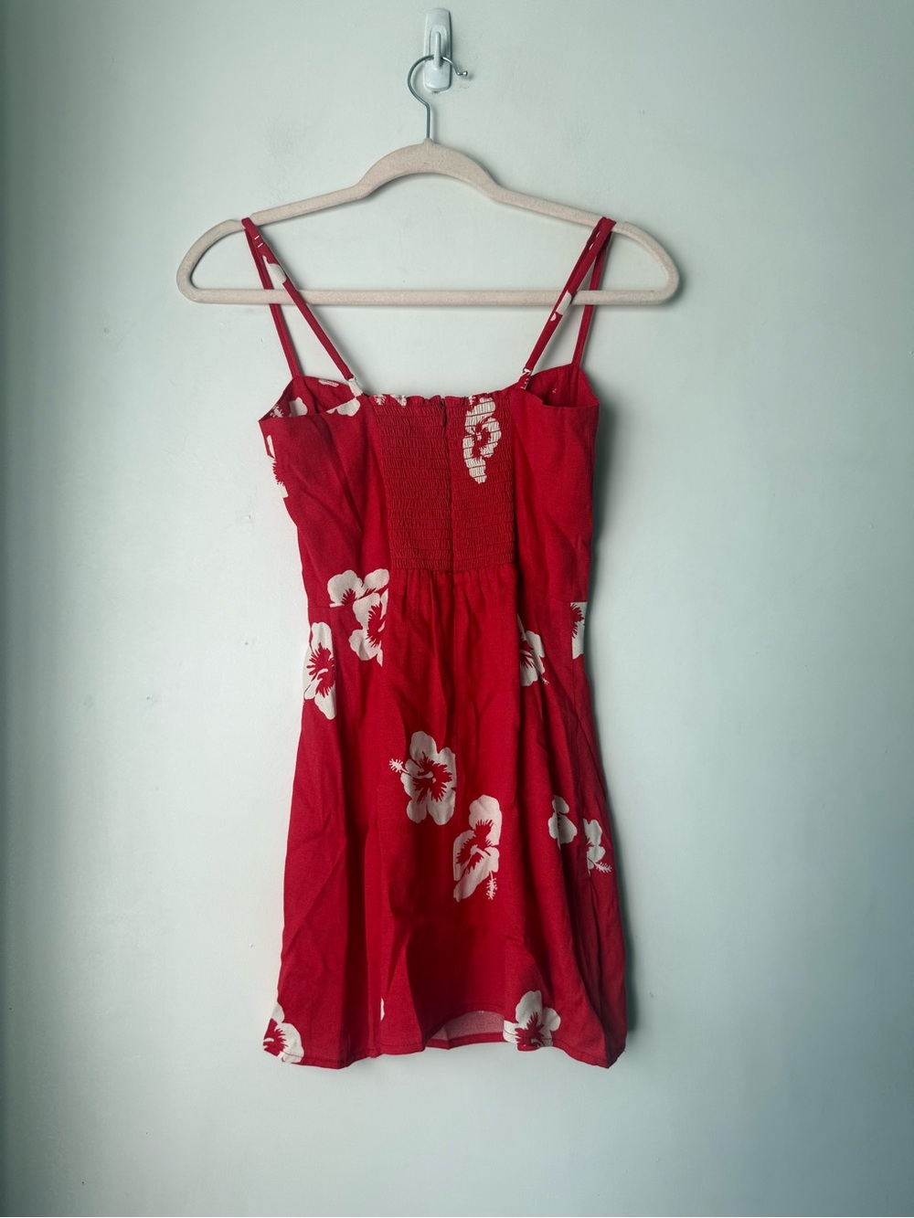 Reformation Rooney Red White Hawaiian Floral Mini Dress 0 - Picture 5 of 7